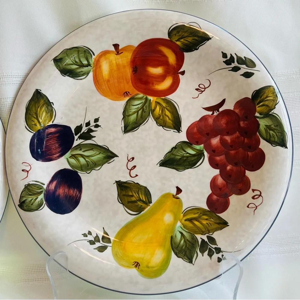 TWO Dinner Plates Oneida Vintage Fruit Discontinued 2001-2002 EUC Handpainted‎